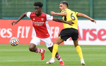 Albert Sambi Lokonga, one of Arsenal’s signings, in action in a friendly against Watford.