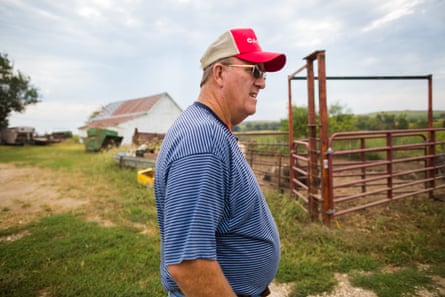 John Blaske looks out over his farm fields in Onaga, Kansas.