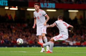 Paco Alcacer fires the ball into the top corner.