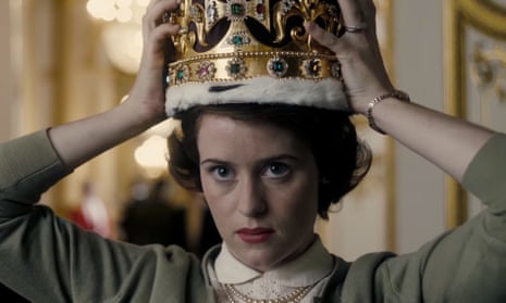 The weight of the world on her slim shoulders … Claire Foy as Elizabeth in The Crown 