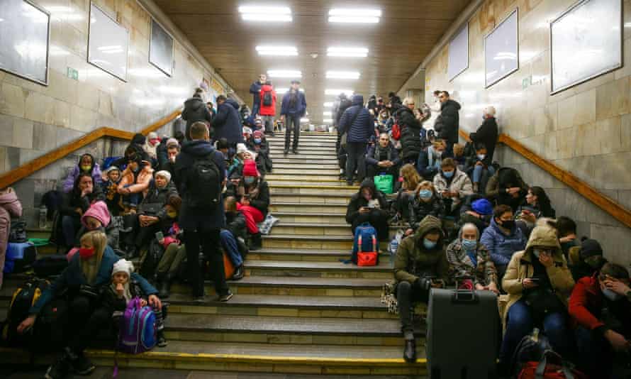 People shelter in metro station