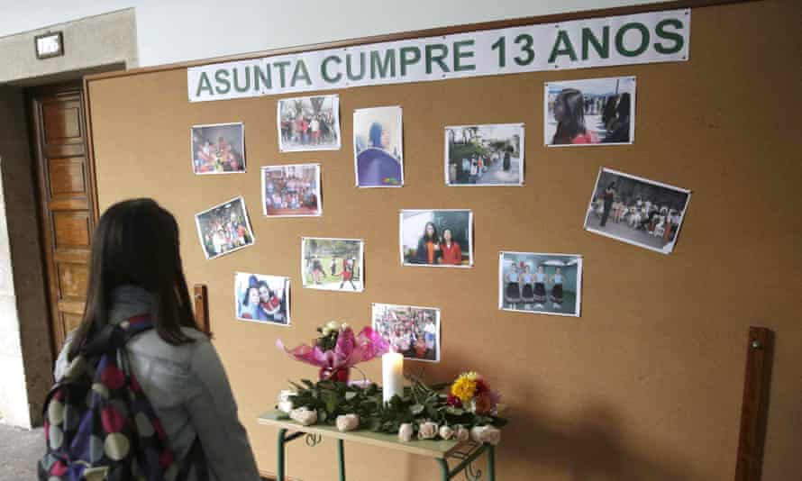 A memorial to Asunta Yong Fang Basterra Porto at her school in Santiago de Compostela