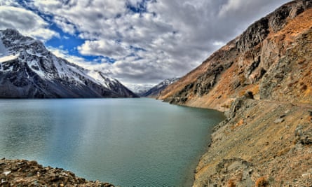 Cajón del Maipo a canyon located in Chile - El Yeso is a reservoir located in the Andes, in the Santiago, Chile.