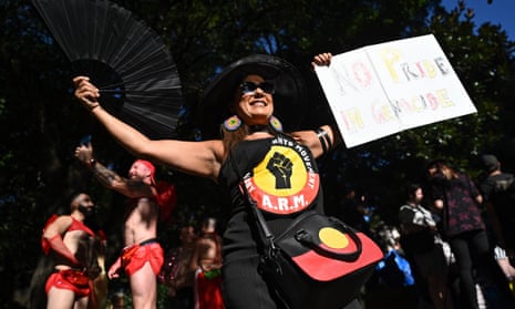 Senator Lidia Thorpe at yesterday’s Gay and Lesbian Mardi Gras parade in Sydney.