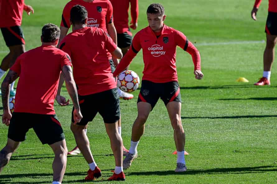 Trippier training on the eve of Atlético Madrid’s Champions League match against Liverpool.