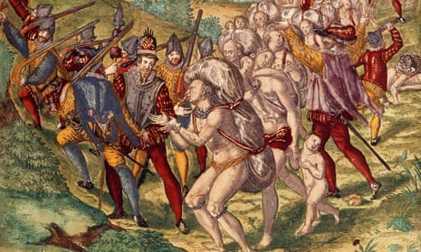 Europeans such as the Spanish explorers shown here brought germs, as well as slavery, to the Americas. 