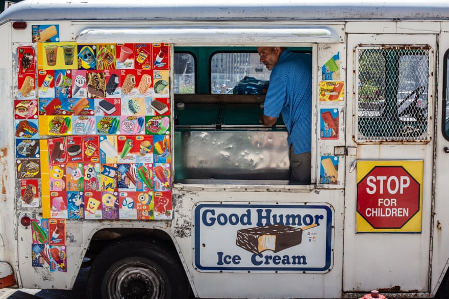 ice cream van with man inside