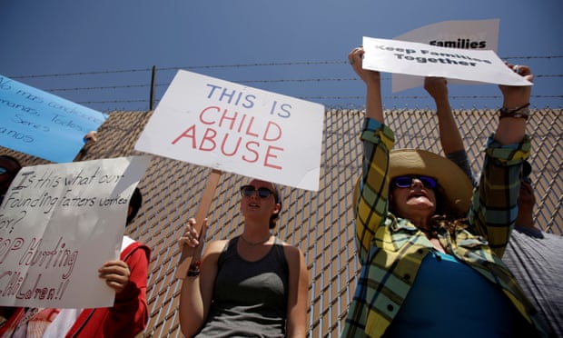 Activists protest the treatment and conditions of children in immigration detention in Clint, Texas.