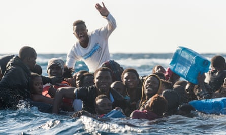 Migrants attempting to cross the Mediterranean and reach Italy, January 2018.
