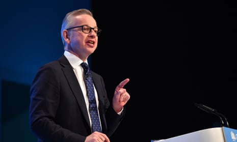 Michael Gove speaking at the Conservative conference.