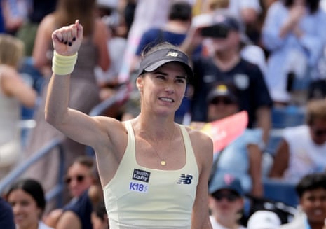 Romania's Sorana Cirstea acknowledges the fans after winning her third round match against Italy's Jasmine Paolini.