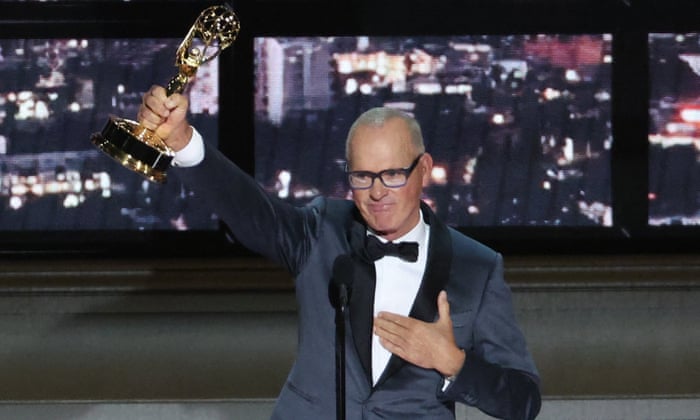 Michael Keaton accepts the award for lead actor in a limited or anthology series for Dopesick.