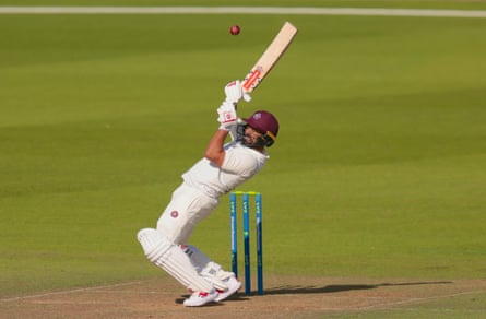 Northamptonshire's Karun Nair in action during his innings of 150 runs against Surrey in September 2023.