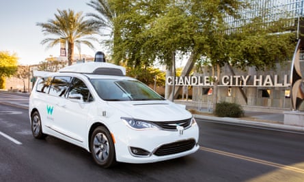 Waymo’s self-driving Chrysler Pacifica hybrid minivan traverses public roads in Chandler, Arizona.