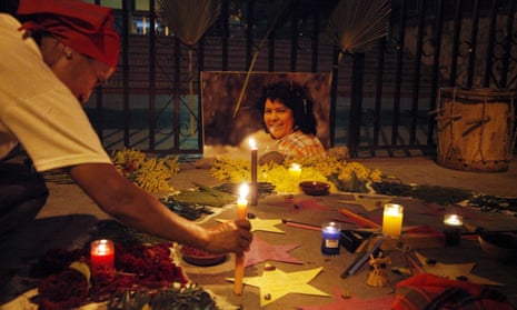 Candles in memory of murdered activist Berta Cáceres