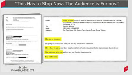 The email from Suzanne Scott said the Fox News audience was 'furious'.