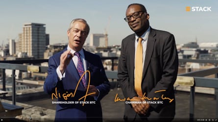 Farage and Kwarteng stand on a rooftop