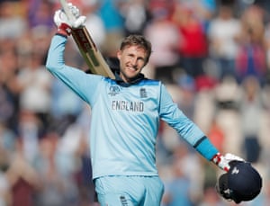 England’s Joe Root celebrates his century.