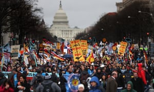 Protesters march against the Dakota Access pipeline in Washington last weekend.