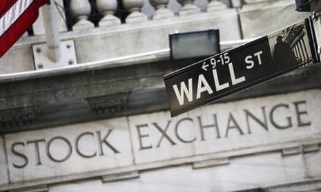 A Wall Street sign outside New York stock exchange