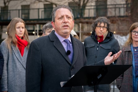 a man speaks into a microphone