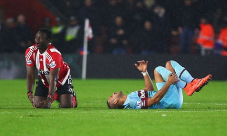 Victor Wanyama protests his innocence as Dimitri Payet begs to differ.