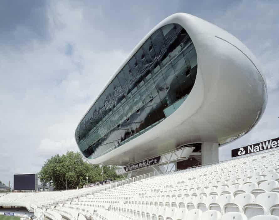 The Stirling prize-winning media centre at Lord’s cricket ground, designed by Levete and her former husband, Jan Kaplický.