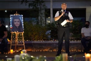 Detective Chief Superintendent Trevor Lawry speaking at a vigil.