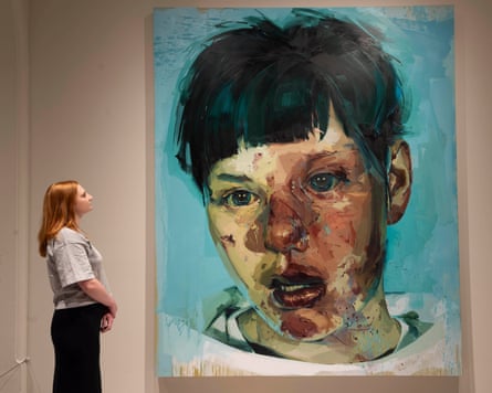 Lip twisted, eyes dazed … gallery view of Stare, 2004-05, by Jenny Saville.