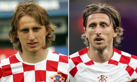 Luka Modric in 2006 and 2022.
