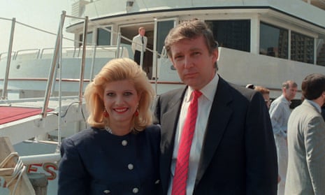 Donald Trump and his then wife, Ivana, pose with their new luxury yacht the Trump Princess in New York, 1988.