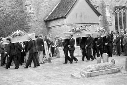 The funeral of Neville and June Bamber and Sheila Caffell, at St Nicholas’s Church, Essex