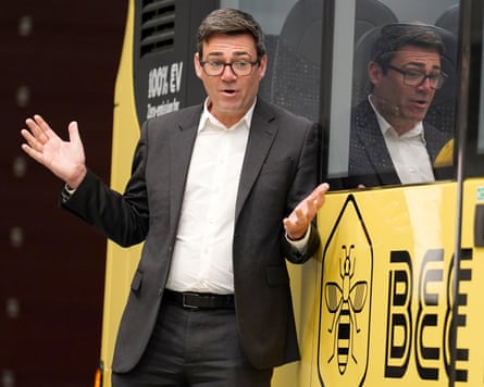 Andy Burnham views Bee Network buses