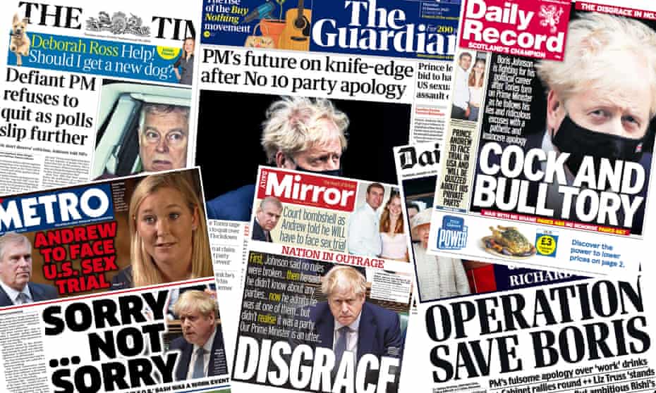 How some of the papers covered Boris Johnson’s dramatic apology in the Commons.
