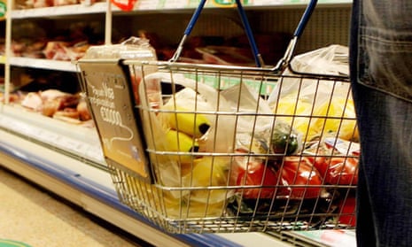 a shopping basket with fruit and vegetables