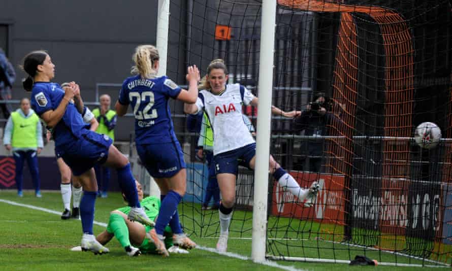 Sam Kerr scores her second goal of the game.