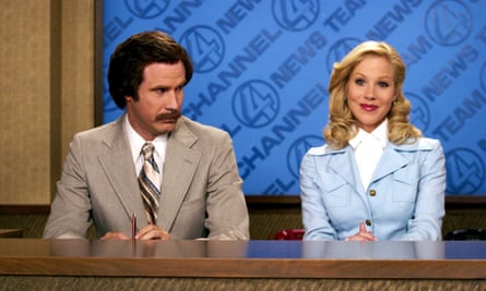 Will Ferrell and Christina Applegate in Anchorman: The Legend of Ron Burgundy.