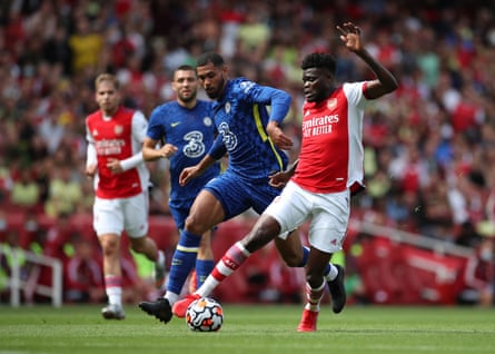 Arsenal’s Thomas Partey in action during the pre-season game with Chelsea.