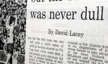 David Lacey in Monday’s Guardian was for decades one of the institutions of sports journalism