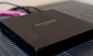 Amazon Fire sitting on audio equipment