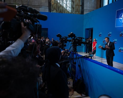 Nato secretary general Mark Rutte makes a statement to the press ahead of the main session of the North Atlantic Council Meeting in Ankara, Turkey.