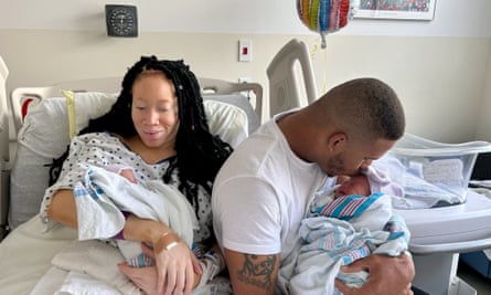 Scierra Blair, Jose Ervin Jr and their newborn twins.