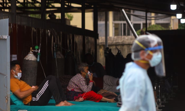 Patients undergo treatment at a temporary facility in Kathmandu, Nepal.
