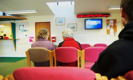 Patients wait in a doctor's reception room