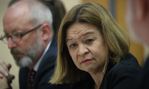 The managing director of the ABC, Michelle Guthrie, and the ABC’s editorial policy adviser, Alan Sunderland, at the Senate estimates hearing on Tuesday.