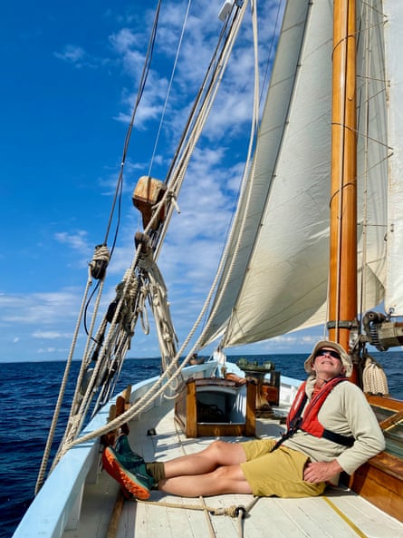 Paul Miles enjoying the sunshine on board Peggy.