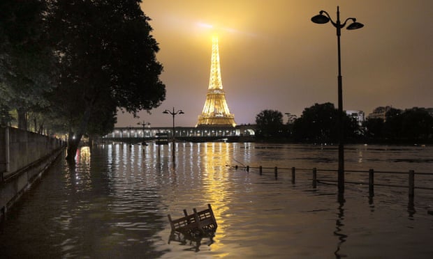 Apocalypse now? The flooded banks of the river Seine in front of the Eiffel tower in Paris.