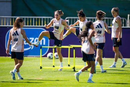 Spain’s players take part in a training session