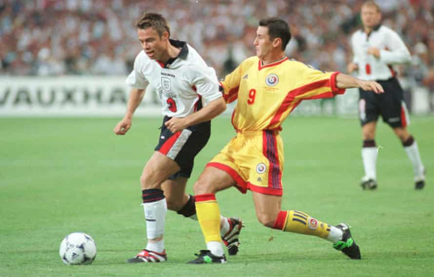 Graeme Le Saux in action for England against Romania at the 1998 World Cup.