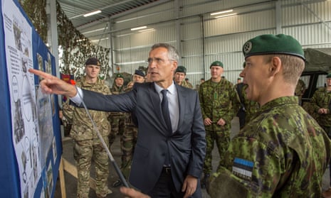 Secretary general Jens Stoltenberg visits Nato battle group soldiers at Tapa military base in Estonia